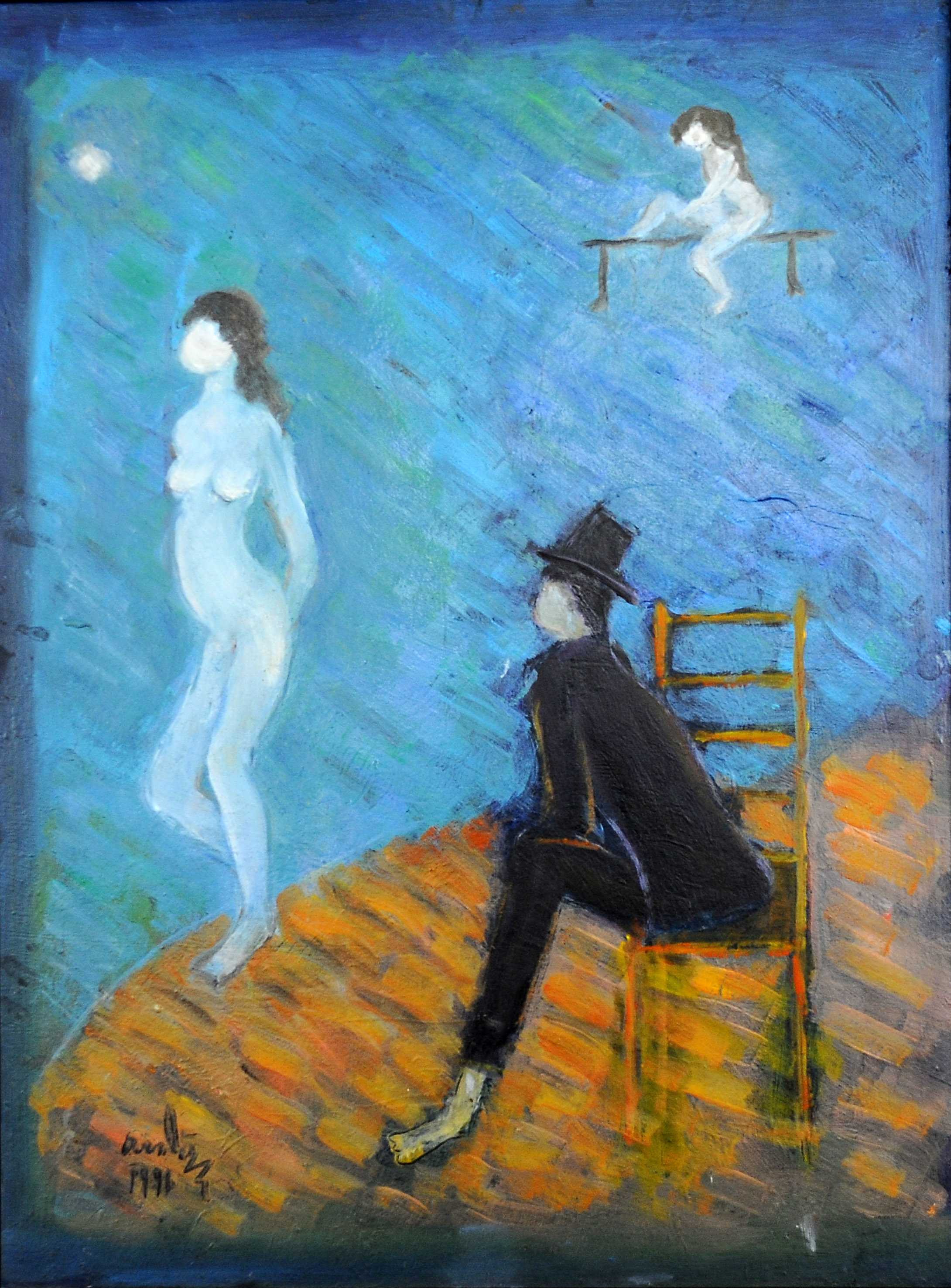  İsimsiz- Untitled, 1991, Duralit üzerine yağlıboya- Oil on duralite,  64X47  cm